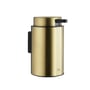 Unidrain Reframe sæbedispenser i messing, 200 ml, vægmodel med børstet finish og sort pumpe.