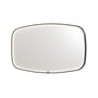 Sanibell SP31 spejl med superellipse form, 140x80 cm, sort aluramme og integreret, dæmpbar LED-belysning.