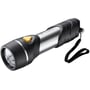 Varta Day Light Multi LED F30 lommelygte i sort og sølv med gul knap og snor til ophæng.