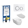 Geberit Sigma 112 cm toiletpakke, inkl. Geberit iCon, Rimfree + SoftClose toiletsæde, og Sigma21: Hvid (krom detajler) trykknap