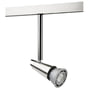 SG Armaturen Zip Spot 120 mm LED i børstet stål med 6W og 2700K, vist på en skinne.