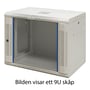 Toten System Z vægskab set skråt forfra med lukket glasdør og blå kantdetaljer; illustrationen viser en 9U-variant.