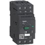 Schneider Electric kortslutningsudløser 25A med drejehåndtag, TeSys GV3L25, vist forfra med grønt og sort design.
