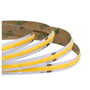 LEDlife COB-LED strip, 12W/m, 24V, med tæt placering af 480 LED/m på hvid baggrund.