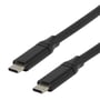 Close-up af begge ender af Deltaco USB-C til USB-C kablet, der viser de identiske USB-C hanstik i detaljer.