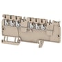 Weidmüller Push IN distributionsklemme i beige med seks orange push-in tilslutninger, beregnet til 1,5mm² ledere.