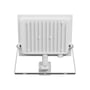 SpectrumLED Noctis Lux 4 projektør med PIR sensor, 50W, 4000K, hvid, bagsidevisning, der viser køleribber og monteringsdetaljer.