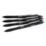 Stak af Pilot FriXion Plus Clicker rollerpenne med 0,7 mm spids og sort blæk, med synlige farvede endekapper.