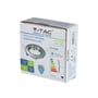 V-TAC-emballage til et rundt kromfarvet indbygningsspotkit med produkttegning og specifikationer på æsken.