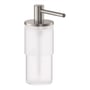 Grohe Atrio sæbedispenser i glas og metal med børstet stål finish og 160 ml kapacitet.