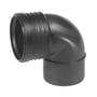 Wavin SiTech+ bøjning, 90mm diameter, 87,5 graders vinkel i sort mineralforstærket polypropylen.