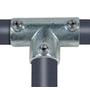 Tee 1" (Ø33,7 mm), galvaniseret, vandrørs-fitting til stativ og reol - Pipe Clamps