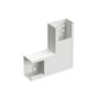 Wibe Fladvinkel WGX-S i hvid RAL9003/70 med dimensioner på 110x72 mm, vist på en neutral baggrund.