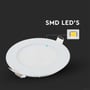 Nærbillede af et V-TAC LED panel der viser LED-chip teknologi og monteringsclips, med teksten 'SMD LED'S'.