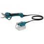 Makita 18V grensaks DUP180Z med separat batteriadapter og kabel, klar til brug.