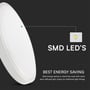 V-TAC 18W LED dome lys med integrerede SMD LED'er, der sikrer energieffektiv belysning og varmt, diffust lys.