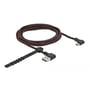 Sort DeLock USB 2.0-kabel med EASY-USB Type-A- og Micro-B-hanstik ligger oprullet med en rem omkring kablet.