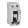 Schneider Electric 2-polet HPFI-afbryder på 40A og 300mA, vist med tænd/sluk-knap og test-knap på hvid baggrund.