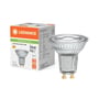 Ledvance LED-spot PAR16 står foran emballagen, hvor oplysninger om dæmpning, GU10, 7 W og 4000 K ses.