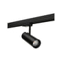 SG Armaturen Tube Mini Spot 3-faset skinnespot i sort aluminium med 2700K LED og 40° spredningsvinkel, monteret på sort skinne.