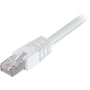 Deltaco Cat6 patchkabel med F/UTP skærmning, 1 meter lang og hvid, vist fra stikket.