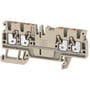 Weidmüller gennemgangsklemme A4C 2,5mm² i beige med PUSH IN teknologi og fire tilslutninger.