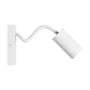 SpectrumLED Squalla Variosa Flexi Switch GU10-væglampe set fra siden med buet arm og skråtstillet skærm.