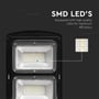 Nærbillede af tre lysenheder med SMD LED'er på V-TAC VT-St180 LED solcelle gadelygten.