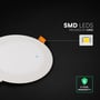 V-TAC LED-indbygningspanel med markering af Cree-LED-chip og et udsnit, der viser chippen tættere på.