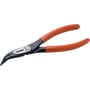 Bahco spidstang 160 mm med bøjet spids, sortoxideret krom vanadium stål og orange plastdyppede håndtag.
