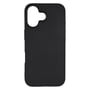 Sort TPU-bagcover til iPhone 16 set indefra fra modsat retning med kameraåbningen øverst til venstre.