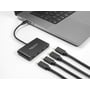 DeLock USB-C-hub tilsluttet en bærbar computer med fire USB-C-porte synlige langs kanten.