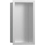 Hansgrohe XtraStoris Individual vægniche, 300 x 150 x 100 mm, i børstet rustfrit stål med synlig ramme.