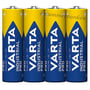 Fire Varta Industrial Pro AA LR06 1,5V batterier i blå og gul farve med Varta logo og produktinformation.