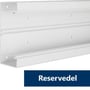 Hager kanalbund F/BRH70172 i perlehvid, viser et langt stykke af kanalen med monteringshuller og en mørkeblå 'Reservedel' tekstblok nederst.
