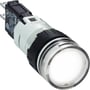 Schneider Electric Harmony XB6 signallampe, hvid Ø16 mm med indbygget LED, 12-24V spænding, vist med stikterminaler.