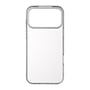 Transparent Essentials TPU-bagcover til iPhone 17 Pro Max set fra en anden side med kantåbninger og kameraramme.