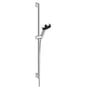 Hansgrohe Pulsify brusesæt i krom, vist med 900mm bruserstang, 105mm håndbruser og 1,6m bruserslange, isoleret på hvid baggrund.