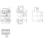 Måltegning af Siemens 3VA23 4-polet afbryder på 400 A med front-, side- og monteringsvisning.