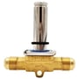 Danfoss EVR 10 magnetventil med 5/8" flare-tilslutning i messing med sølvfarvet cylinder og sort O-ring.
