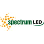 SpectrumLED logo med grøn tekst og orange prikker.