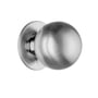 Beslagsboden knop i børstet krom, Ø24 mm, vist alene skråt forfra med rund knop og bagplade.