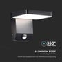V-TAC 17W LED væglampe i sort aluminium med 350° spredningsvinkel og effektiv varmeafledning.
