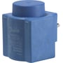 Blå Danfoss BB400AS spole til magnetventil, 10W, med synlig mærkat med specifikationer som 400-440V AC.