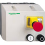 Schneider Electric motorstarter LG7K06M707, 0,75kW, 230V, med rød nødstopknap og gul drejekontakt for hurtig installation.