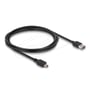 Sort EASY-USB-kabel fra DeLock med USB-A- og Mini-B-stik, rullet sammen på en lys baggrund.