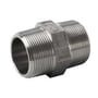 Syrefast brystnippel i AISI 316 stål med 1/2" BSPT gevind og en længde på 35mm, isoleret på hvid baggrund.