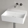 Villeroy & Boch Memento 2.0 håndvask i hvid porcelæn, 50 cm bred, med moderne firkantet design og vægmonteret armatur.