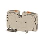 Weidmüller gennemgangsklemme A2C 35 i beige, 2-polet med PUSH IN terminaler til 35mm² ledere og monteringsfod til din-skinne.