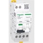 Schneider Electric Acti9 iCV40 ARC gnistdetektor med 1P+N, B16A og 30mA, vist med en grøn tænd/sluk-knap.